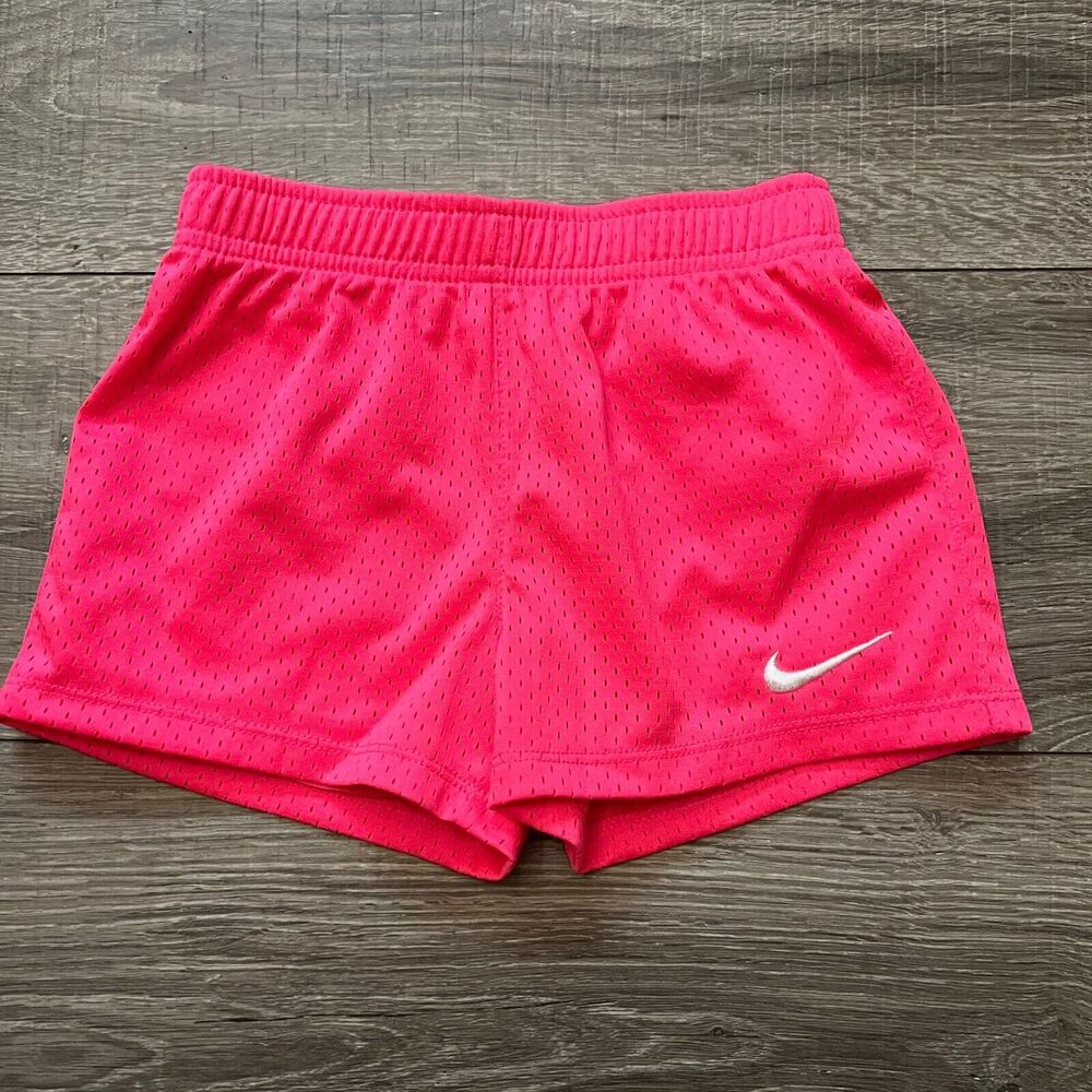 Nike Athletic Shorts Girl's size 6 7 Hot Pink Mesh Gym Pull-On Elastic Waist